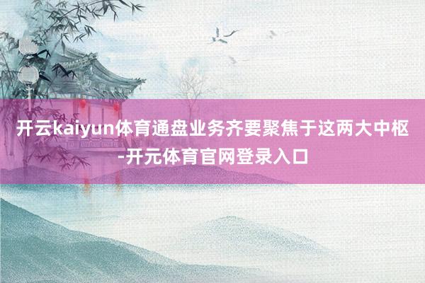 开云kaiyun体育通盘业务齐要聚焦于这两大中枢-开元体育官网登录入口