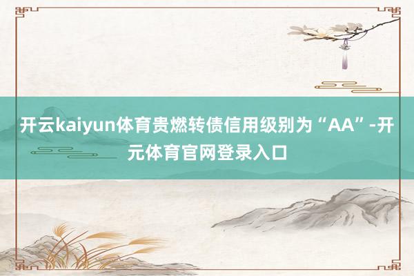 开云kaiyun体育贵燃转债信用级别为“AA”-开元体育官网登录入口
