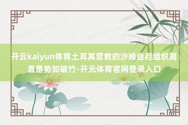 开云kaiyun体育土耳其营救的沙姆自若组织简直是势如破竹-开元体育官网登录入口