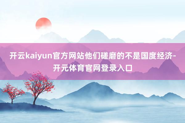 开云kaiyun官方网站他们磋磨的不是国度经济-开元体育官网登录入口