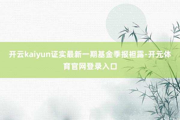 开云kaiyun证实最新一期基金季报袒露-开元体育官网登录入口