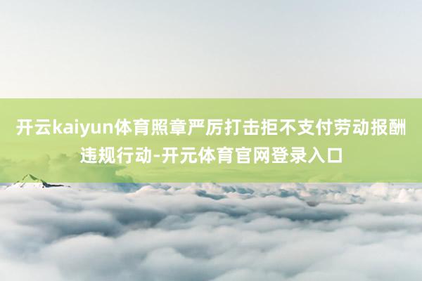 开云kaiyun体育照章严厉打击拒不支付劳动报酬违规行动-开元体育官网登录入口