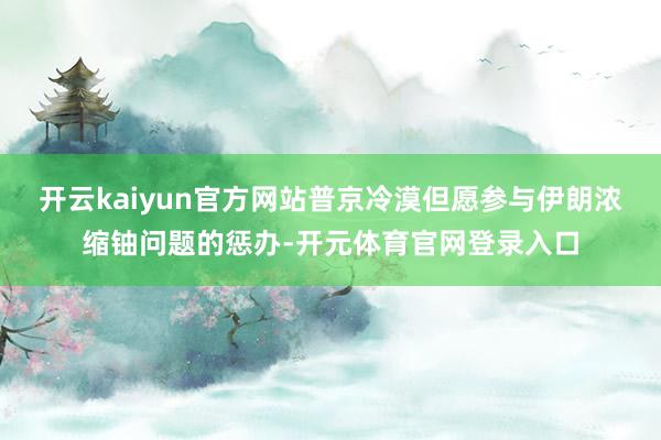 开云kaiyun官方网站普京冷漠但愿参与伊朗浓缩铀问题的惩办-开元体育官网登录入口
